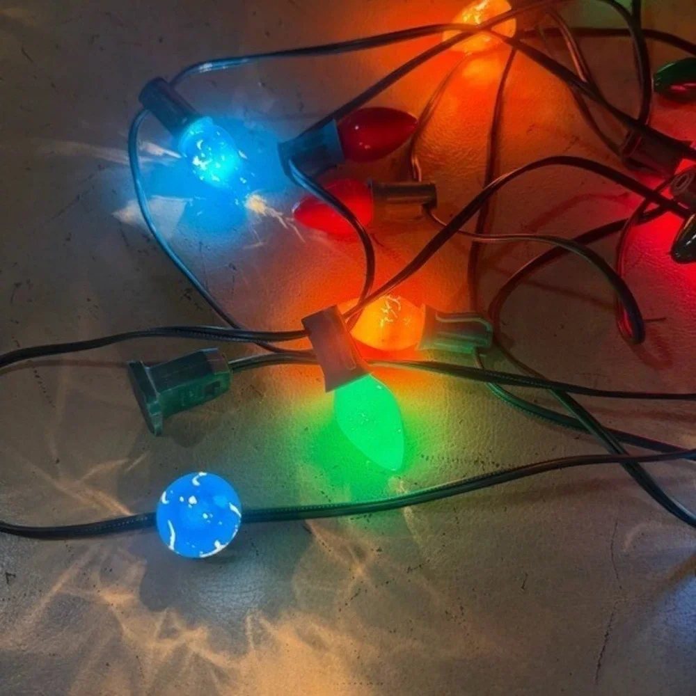 Vintage 80s 90s Colorful String Lights Color Christmas Strand Lighting Cord